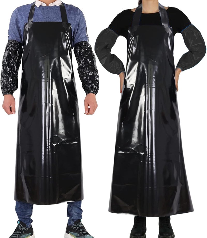 ELEBOX Waterproof Oil Proof Bib Apron Utility Apron Chemical Resistant Apron with Sleeve Work Apron Ultra Lightweight - Image 1